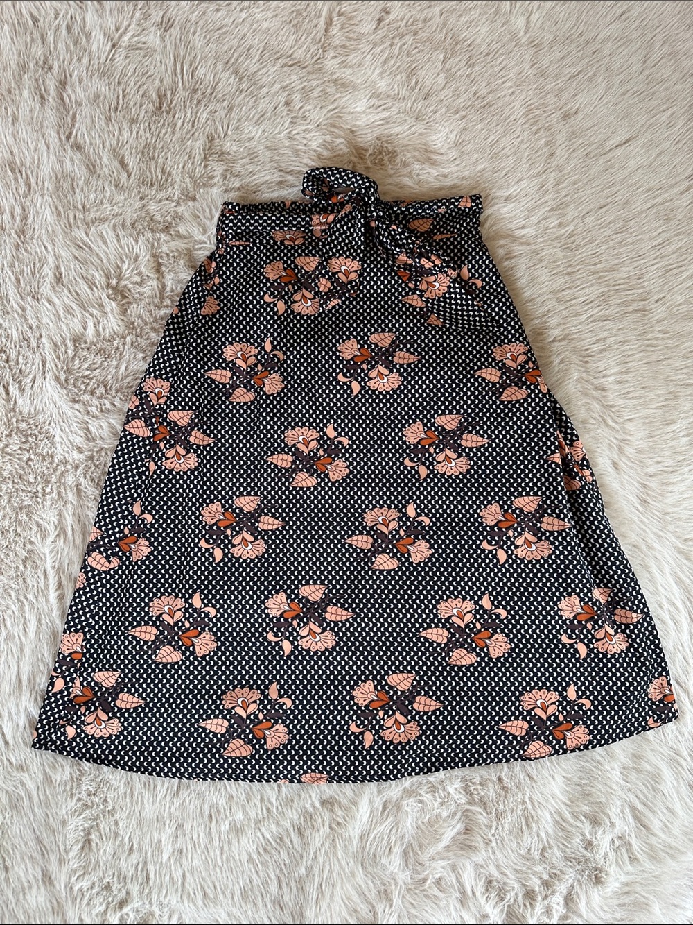 Roolee Black A-Line Skirt with Peach Floral Print